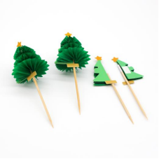 Christmas tree Cocktail Picks, Appetizer Decorative Toothpicks, Fruits Pick Wooden Bamboo Toothpicks Skewers for Christmas Cupcake Toppers Decorations, Drink Fruit Desser, Party Food