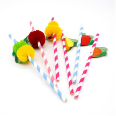 Fruit Straws Disposable Drinking Straws Fruit Straws paper straw for Cocktail, Milkshake, Coffee Lemon Themed Party Supplies