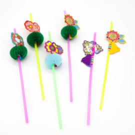 Hawaiian Drinking Straws for Luau Party Tropical Cocktail Disposable Straws Bendable Straws Flower Straws for Hawaiian Pool Beach Party Decorations