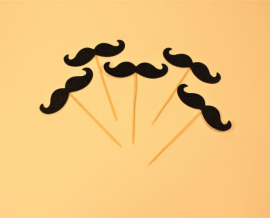 Restaurantware Cocktail Skewers, 100 Moustache Design Birthday Party Toothpicks – Pointed, Sturdy, Black Bamboo Cupcake Mustache Toppers, Disposable, For Fruits, Desserts, Or Sandwiches