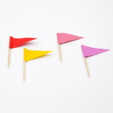 100 Pcs Solid Toothpick Flags Small Mini Plain Color Triangle Stick Cupcake Toppers Flags DIY Decoration[Red,Yellow,Pink,Purple]