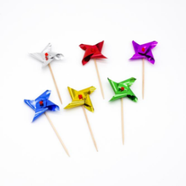 Colorful Flower Windmill Party Sticks – Hawaiian Cocktail Picks for Fruit, Food, Sandwiches